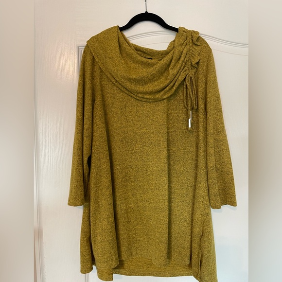 Ali Miles Sweaters - ALI MILES XL Cowl Neck Sweater with Elegant Ruching